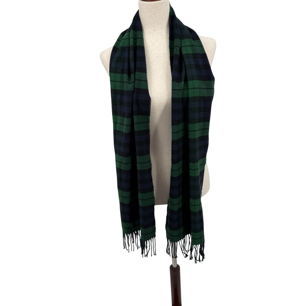 Unbranded Scarf Unisex  Green Black Watch Plaid Cashmere Made in Scotland Preppy